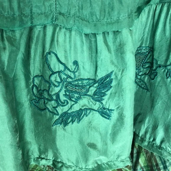 100% Silk Free People Green Flowy Dress/Tunic - Picture 3 of 8